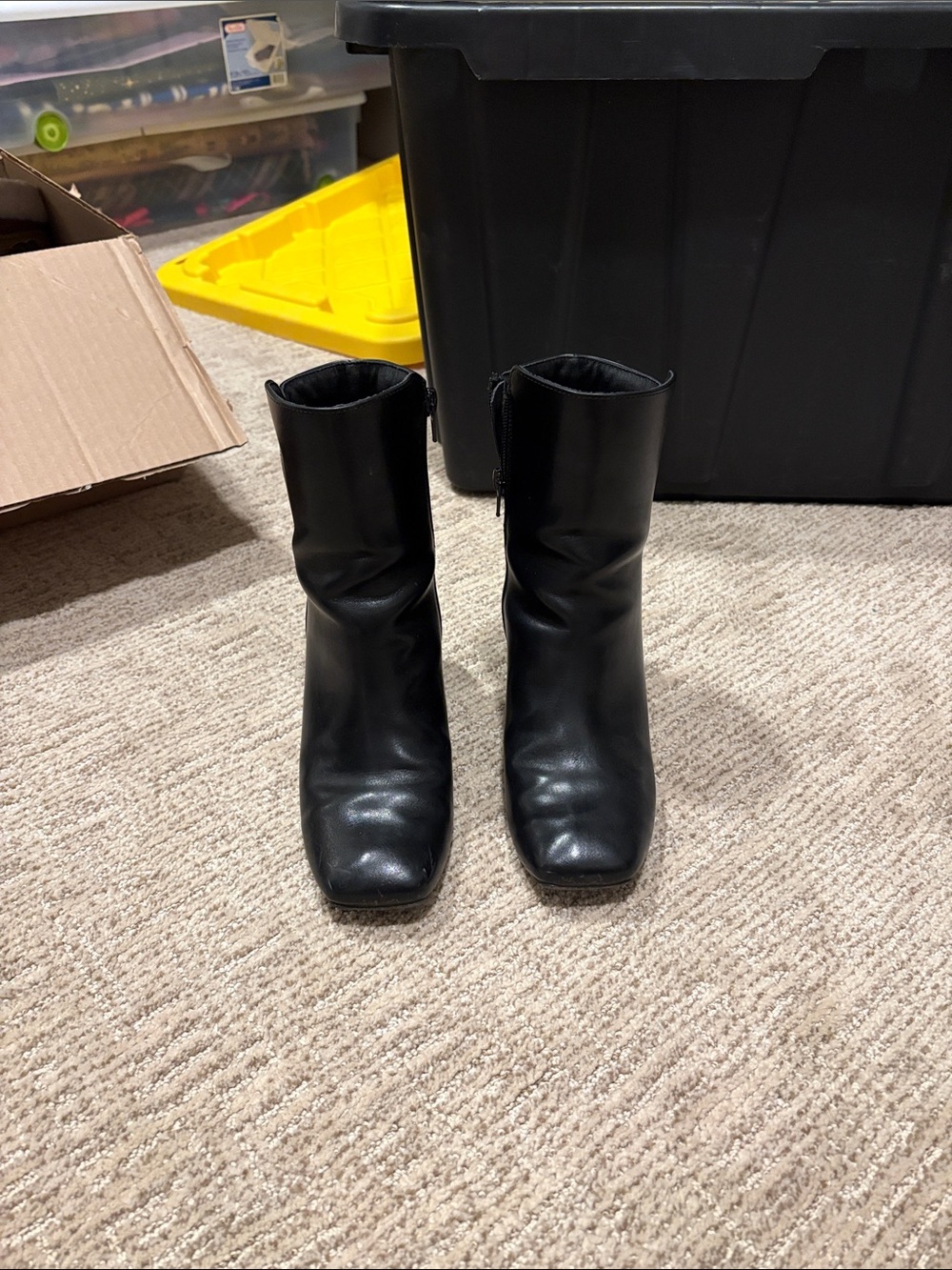 Black Women's Mid-Calf Square Toe Boots